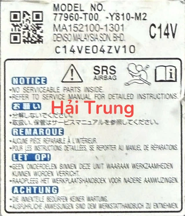 Hộp điều khiển túi khí Honda City Tháo Xe 77960-T00-Y810-M2