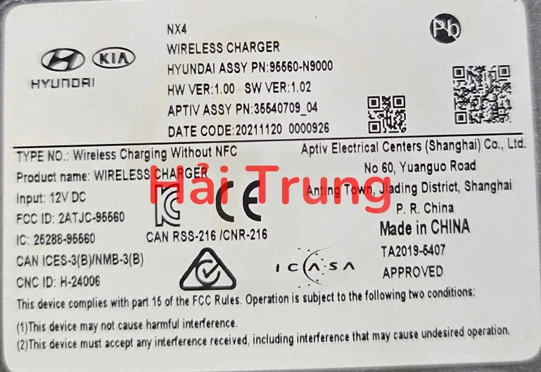 Sạc không dây Hyundai Tucson 2022-2026 Tháo Xe 95560N9000