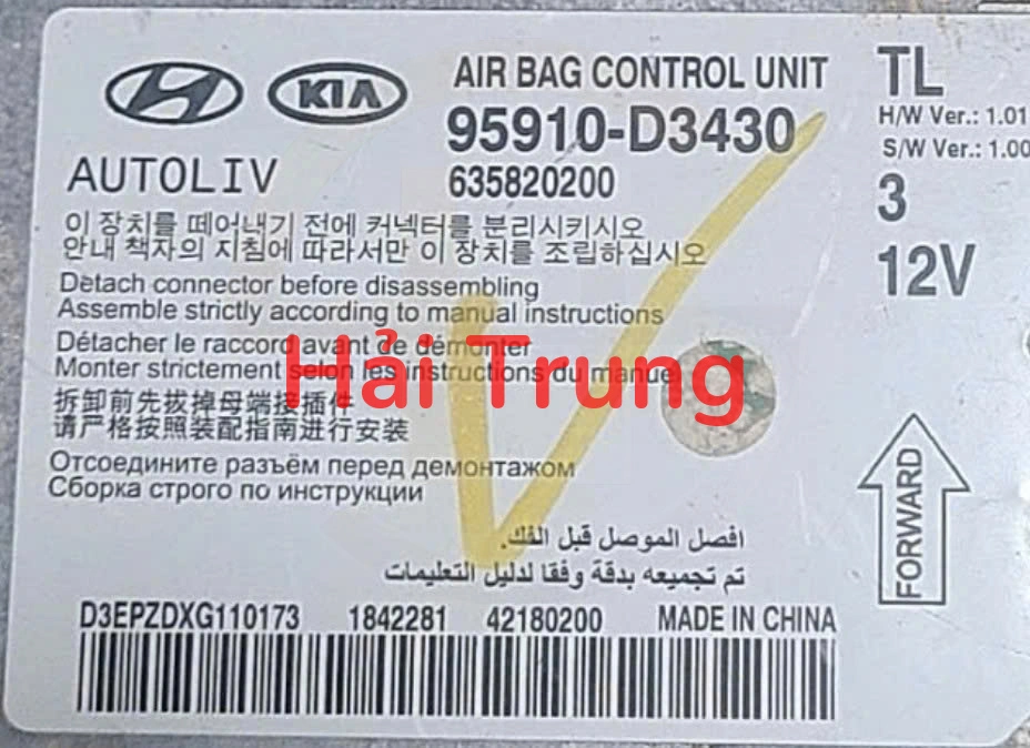95910D3430 Hộp điều khiển túi khí Hyundai Tucson 2015-2018 Tháo Xe