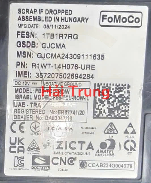 Hộp điều khiển hộp số TCU Ford Everest 2025 2026 Tháo Xe R1WT-14H076-URE R1WT14H076URE