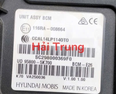 Hộp điều khiển thân xe BCM Hyundai HD35 HD50 HD65 Tháo Xe 958005K700