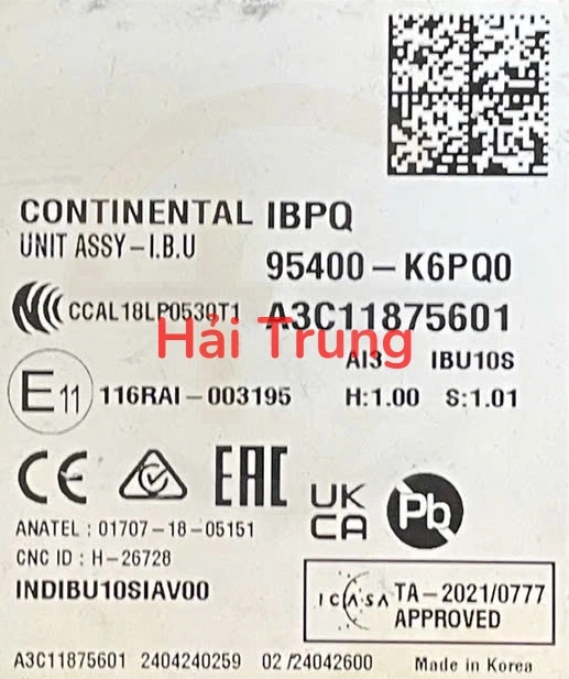 Hộp điều khiển điện thân xe IBU Hyundai I10 2023-2025 Tháo Xe 95400K6PQ0