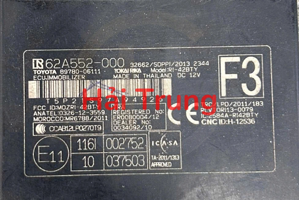 Hộp điều khiển imobilizer Toyota Hilux Tháo Xe 62A552000