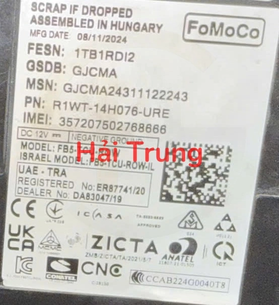 Hộp TCU Ford Ranger 2022-2026 Tháo Xe R1WT-14H076-URE R1WT14H076URE